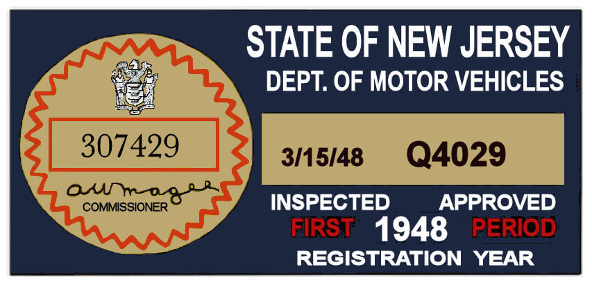 (image for) 1948 New Jersey 1st Period Inspection Sticker